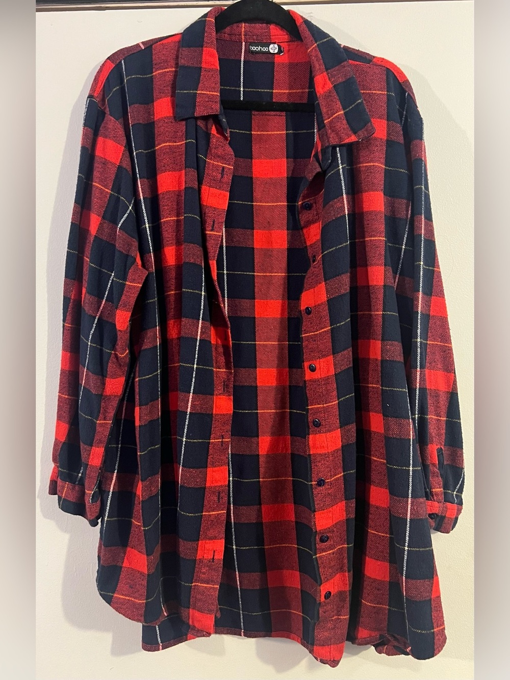 Boohoo Red & Black Plaid Flannel Shirt